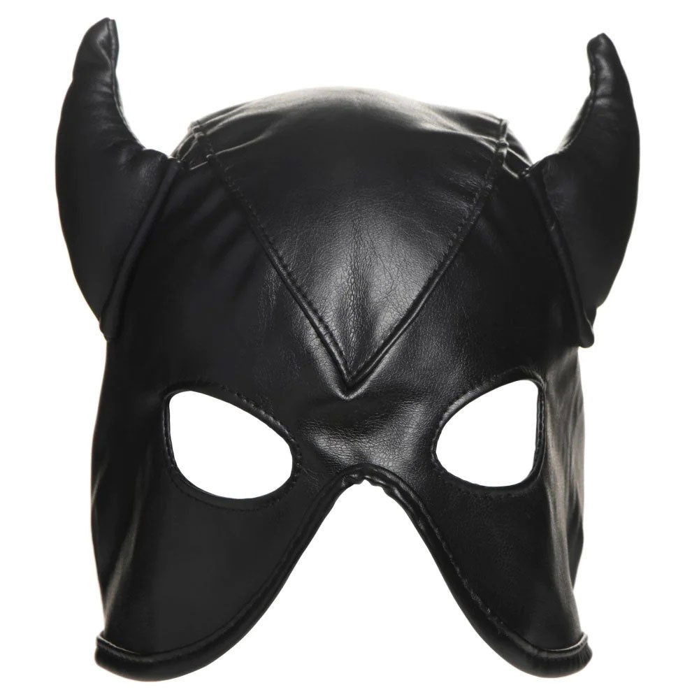 "Dungeon Demon Bondage Hood With Horns - Black MS-AH058"