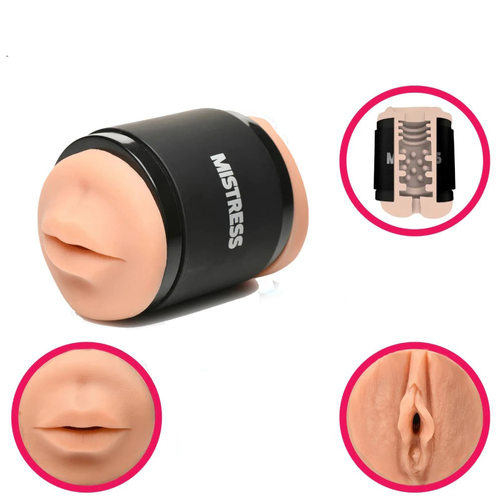 "Mistress Double Shot Mouth and Pussy Stroker - Medium CN-07-0585-12"