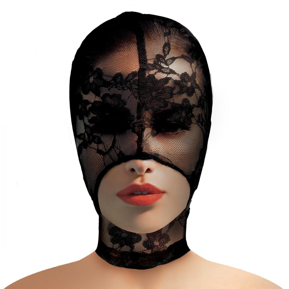 "Lace Seduction Lace Bondage Hood - Black MS-AH033"