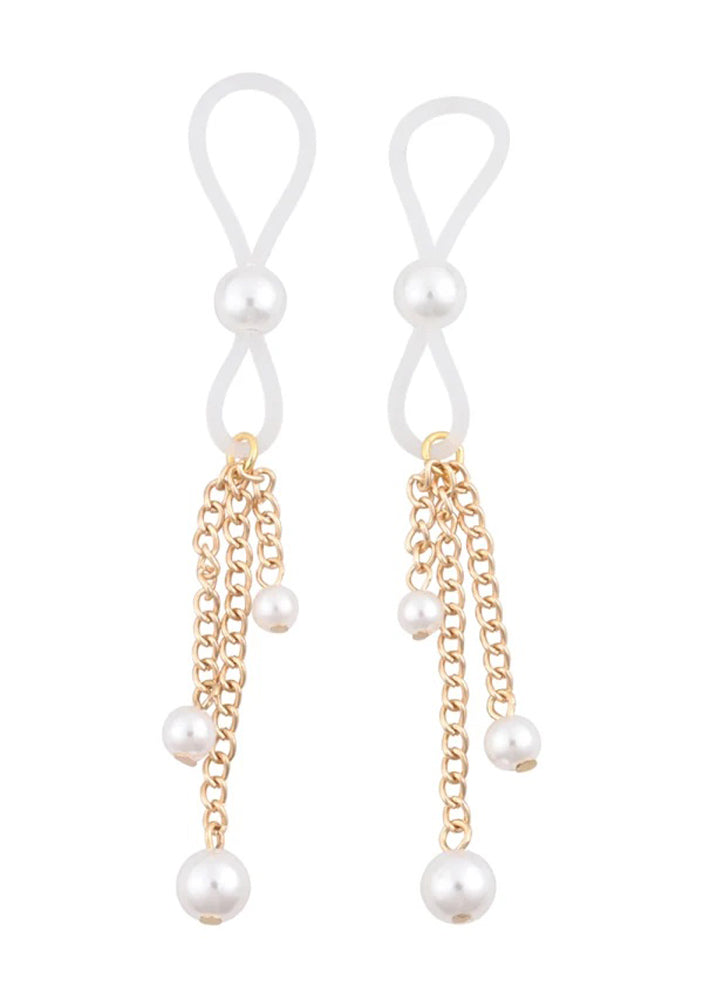 "Pearl Nipple Ties - Gold/white SS09858"