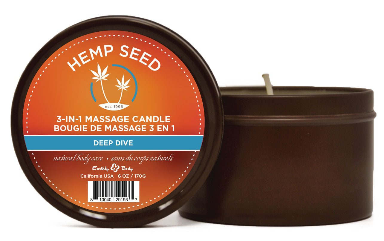 "3 in 1 Massage Candle - Deep Dive - 6 Oz - Hemp Seed EB-HSCS021B"