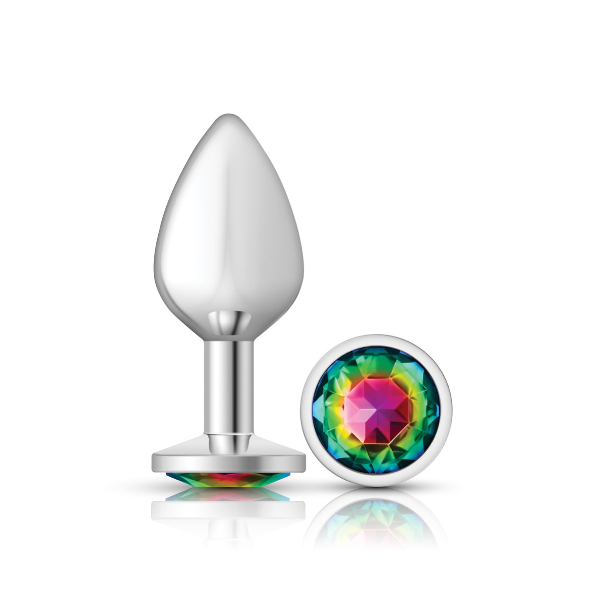 "Rainbow Round Gem Silver Metal Plug - Md VB-CC9118"