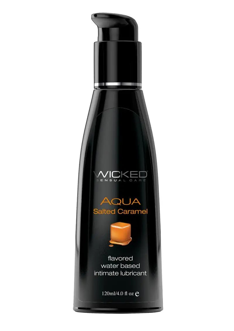 Wicked Aqua Flavored Water Based Lubricant Salted Caramel 4 Ounce