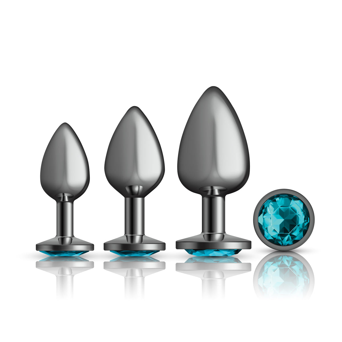 "Teal Round Gem Anal Trainer Kit - Gunmetal VB-CC9150"