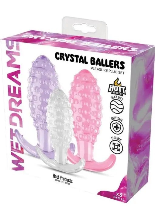 Wet Dreams Crystal Ballers Silicone Anal Plugs (3 Piece)