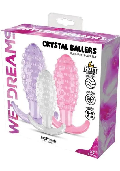 Wet Dreams Crystal Ballers Silicone Anal Plugs (3 Piece)