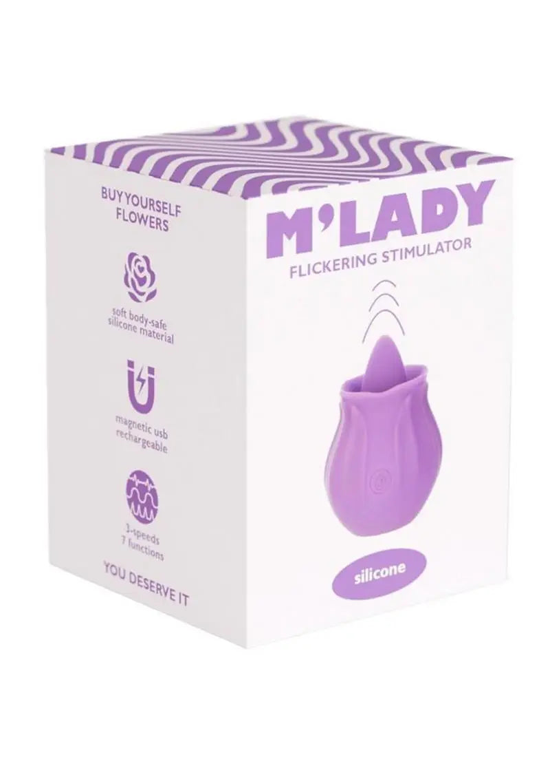 M`Lady Flickering Tongue and Vibrating Silicone Rechargeable Clitoral Stimulator