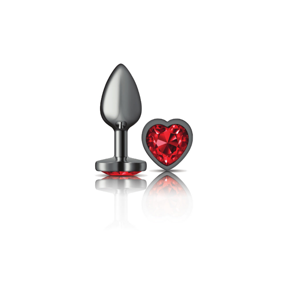 "Deep Red Heart Gem Gunmetal Metal Plug - Sm VB-CC9135"
