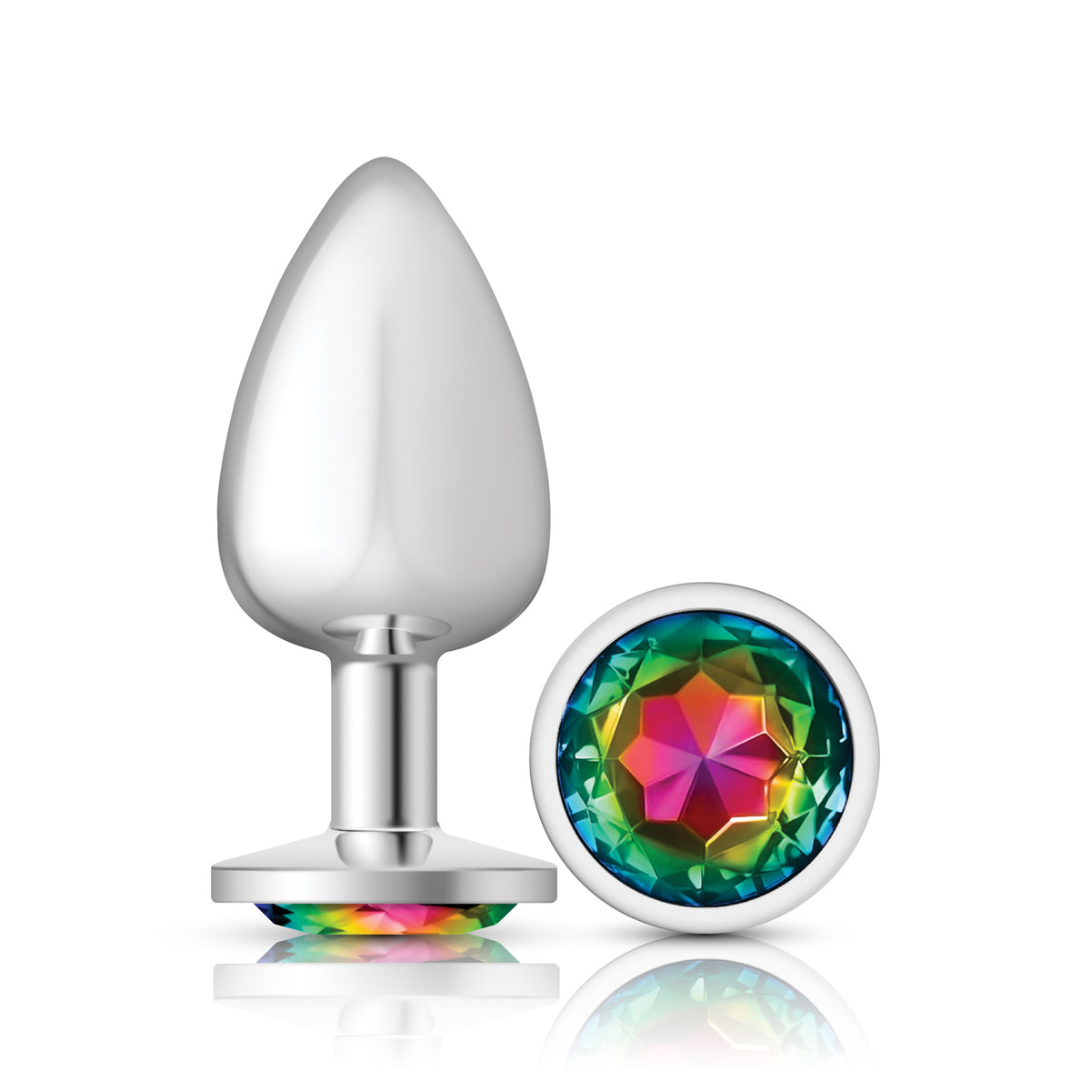 "Rainbow Round Gem Silver Metal Plug - Lg VB-CC9119"