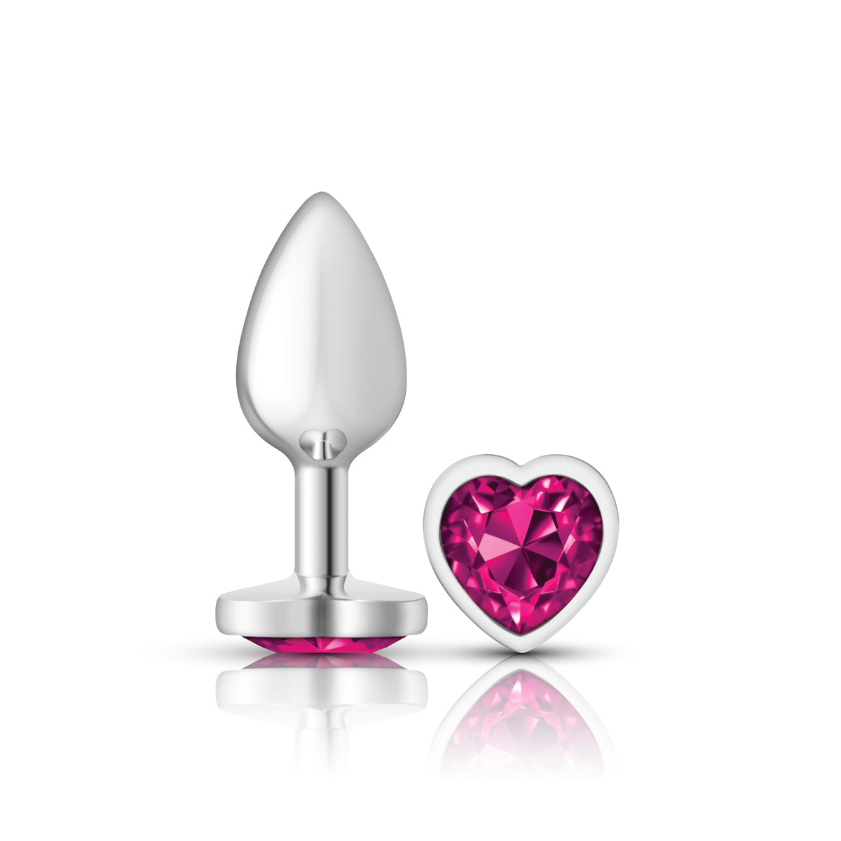 "Bright Pink Heart Gem Silver Metal Plug - Sm VB-CC9129"
